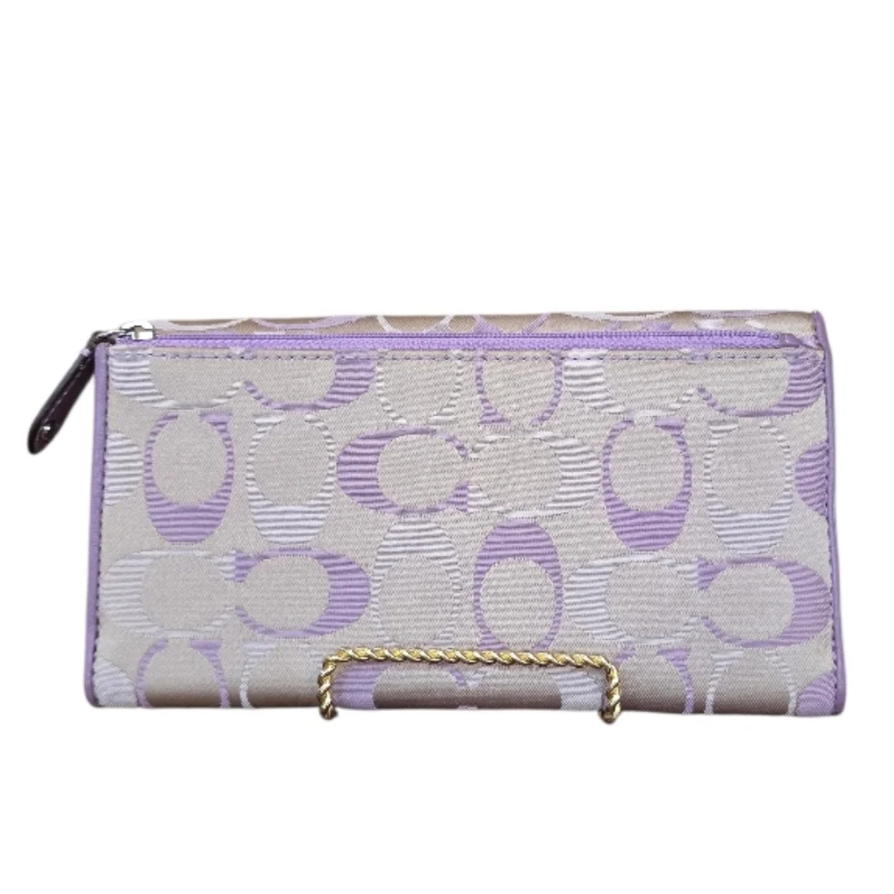 Coach Alexandra Signature Lavender Purple Sateen Trifold Wallet - Picture 2 of 11